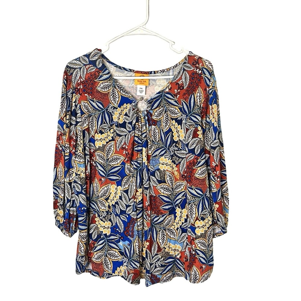 Women's Ruby Rd. Petite 3/4 Sleeve Criss Cross Front Top Size PXL